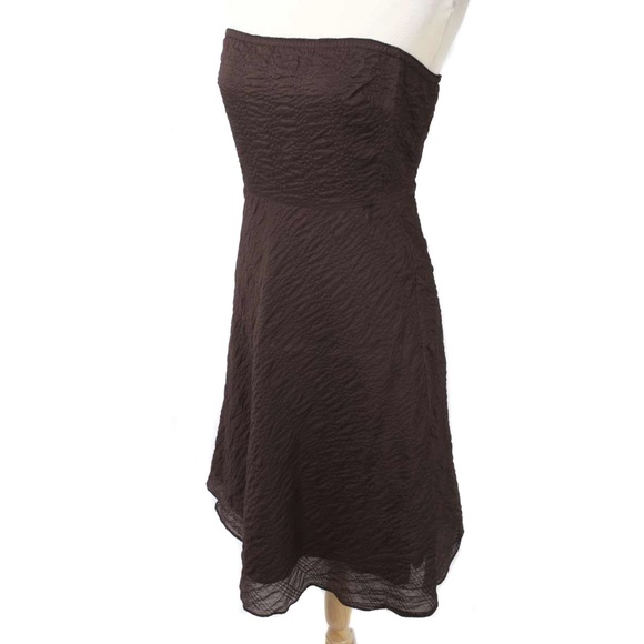 🍍J. CREW Brown Textured Fit & Flare Strapless Summer Dress - Picture 3 of 7